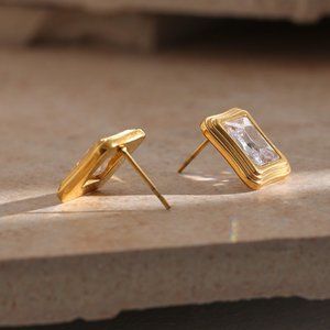 NEW Stainless Steel Cubic Zirconia Earrings